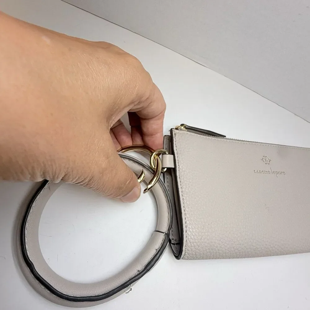 Nanette Lepore Cream Pebbled Vegan Leather Wristlet Wallet New